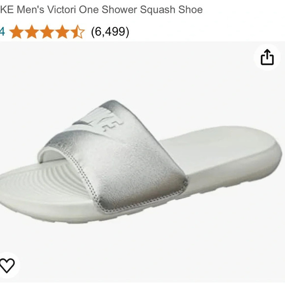 Nike Silver Men's Victori One Shower Squash Shoe size 8 slide - Picture 1 of 5